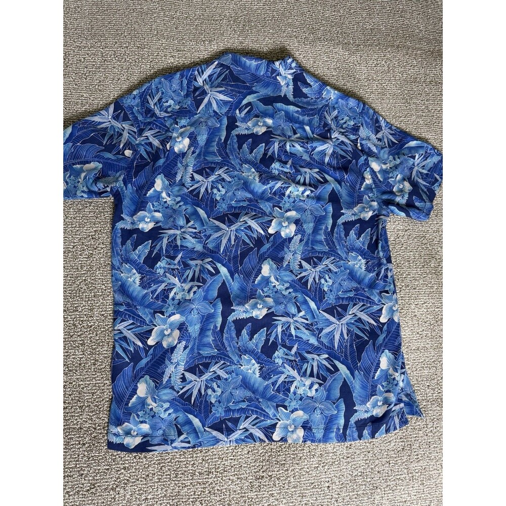 Tommy Bahama Island Zone Shirt Men’s L Blue Hawaiian Button Down Silk - Picture 5 of 7